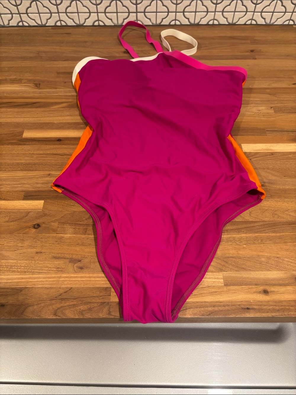summersalt Hot Pink One-Piece Swimsuit with Cream Accent